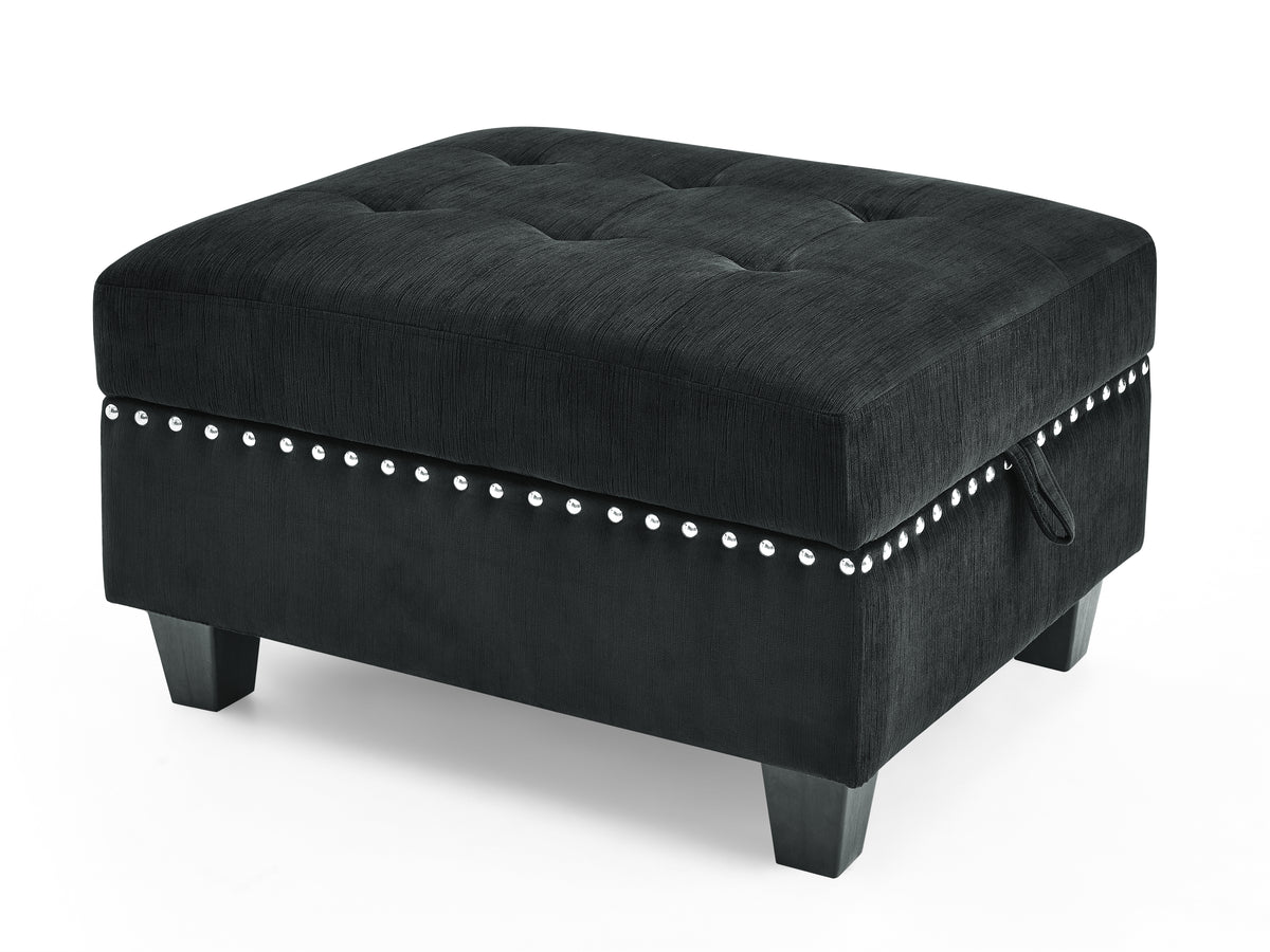 Ottoman  for Modular Sectional,Black Velvet (25.5"x31.5"x19")