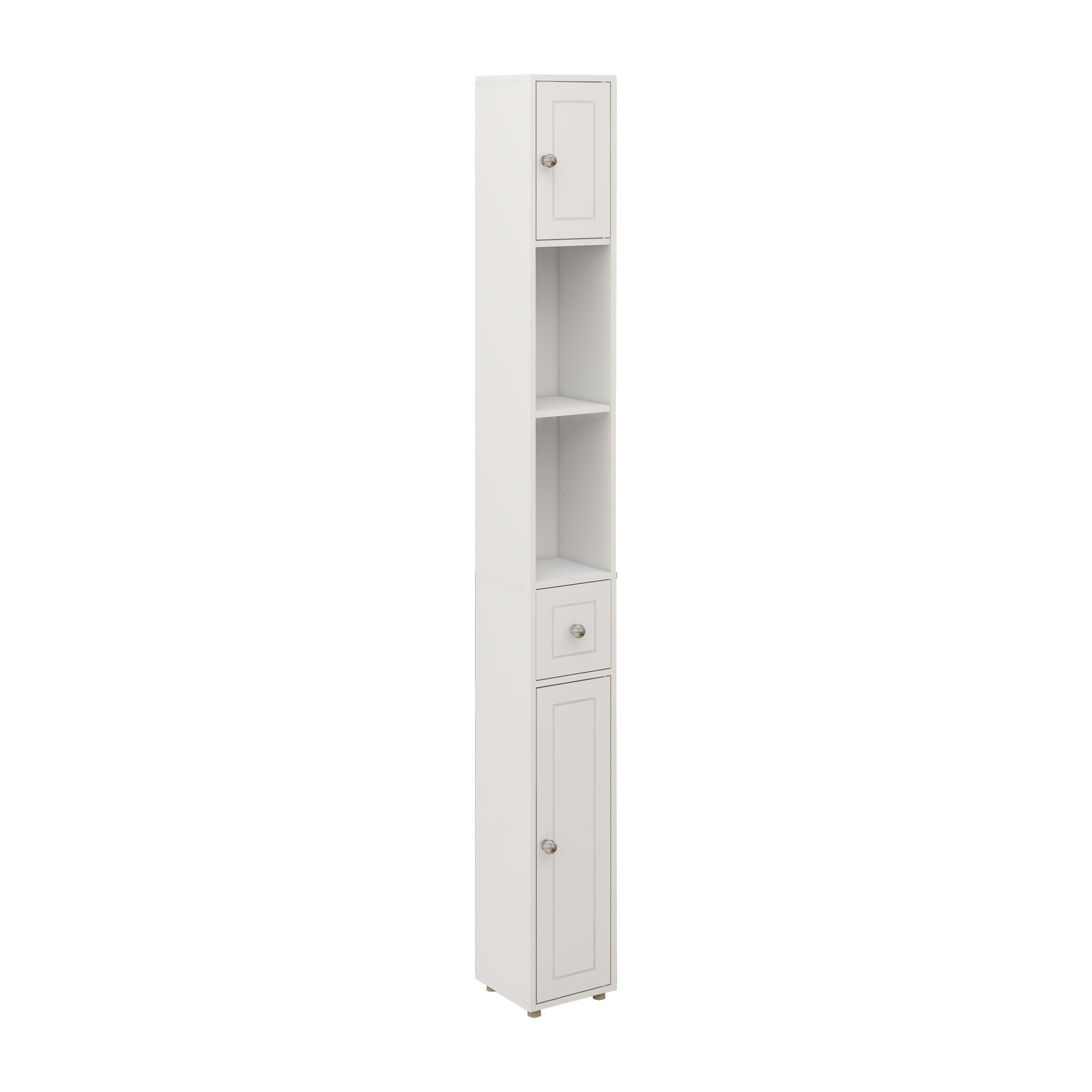 Tall Slim Bathroom Storage Cabinet, 71" Freestanding Bathroom Cabinet with 1 Drawer, 2 Doors and 4 Adjustable Shelves-White