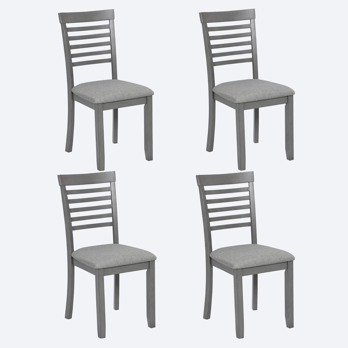 Wooden Dining Chairs Set of 4, Kitchen Chair with Padded Seat, Upholstered Side Chair for Dining Room, Living Room, Gray