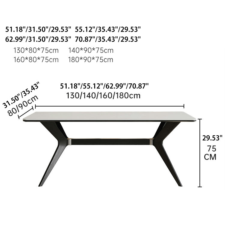 Contemporary Rectangular Dining Table Marble Top & Ash Wood Frame for 6-8 Seaters - Modern & Durable Design jh-271-BK