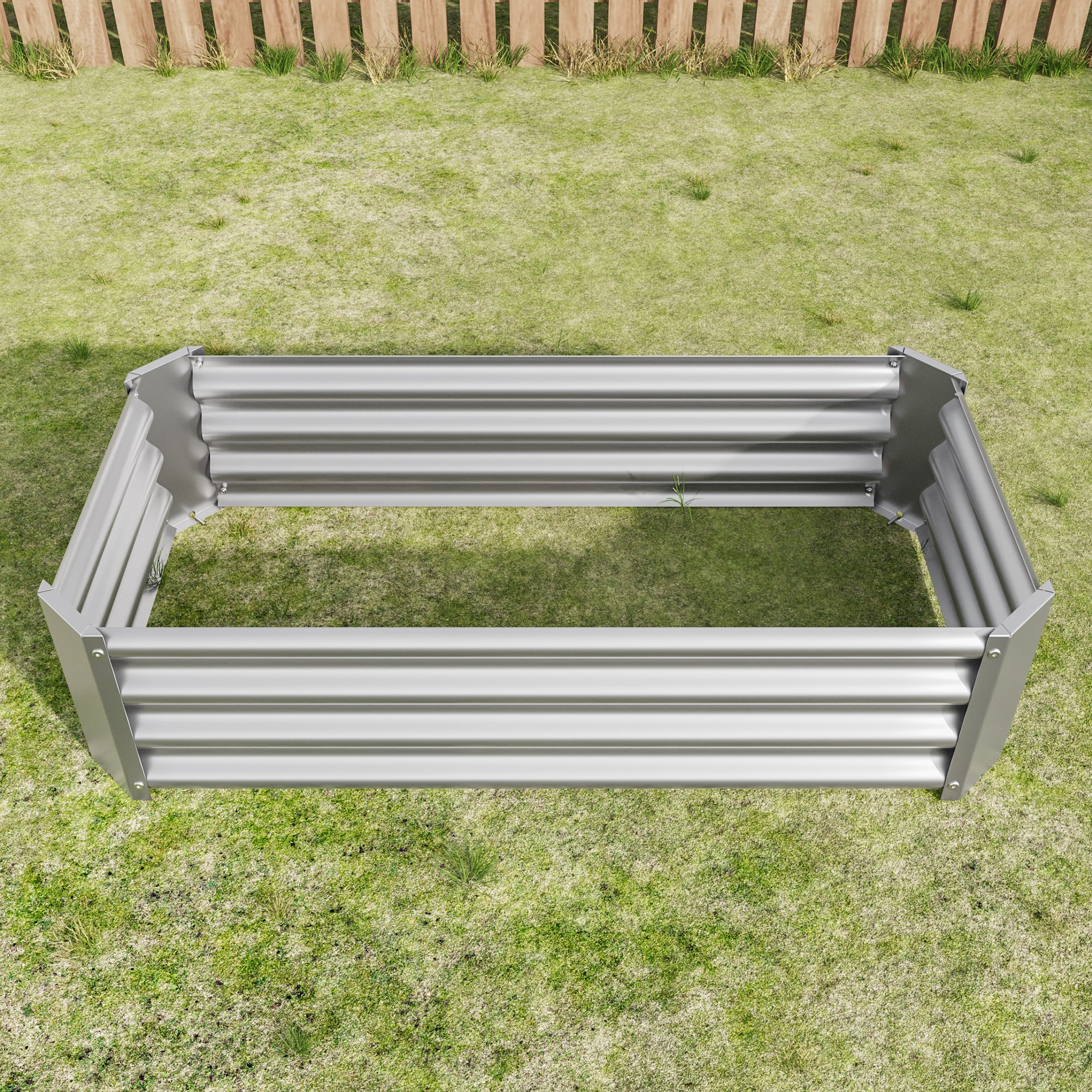 Metal Raised Garden Bed, Rectangle Raised Planter 4×2×1ft  for Flowers Plants, Vegetables Herb  Silver