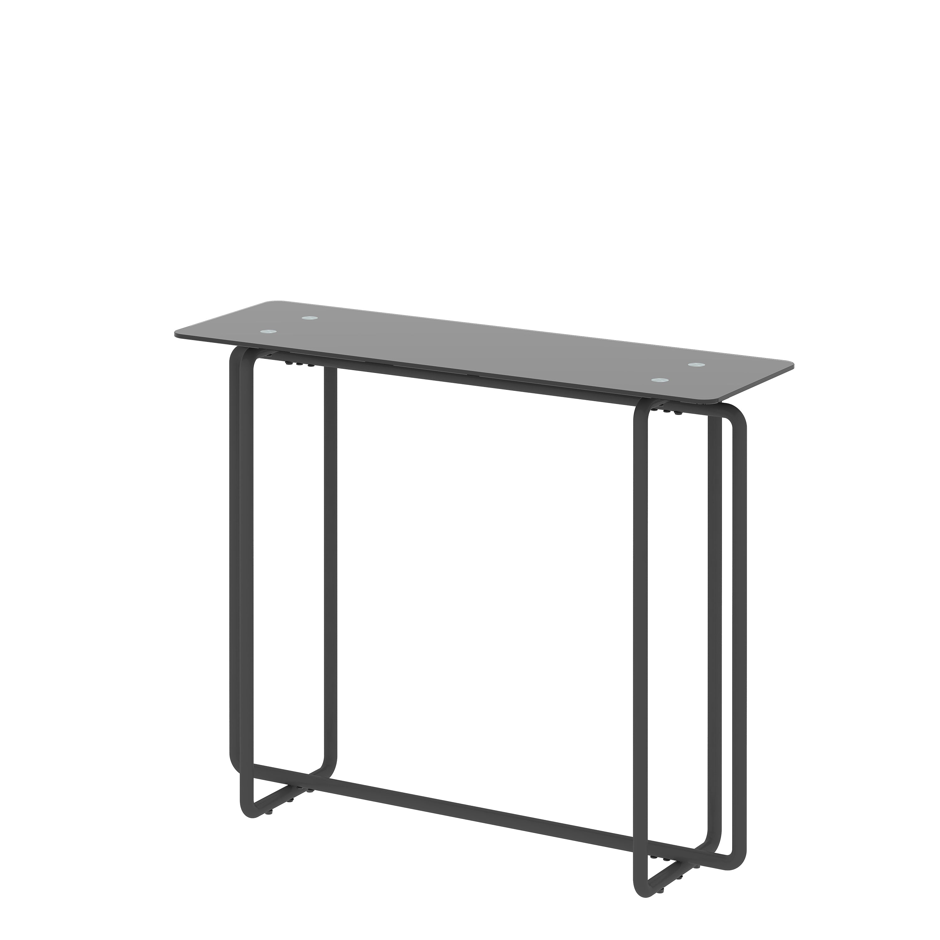 Console Table single layer tempered glass rectangular porch table black leg double tempered glass tea table,Black