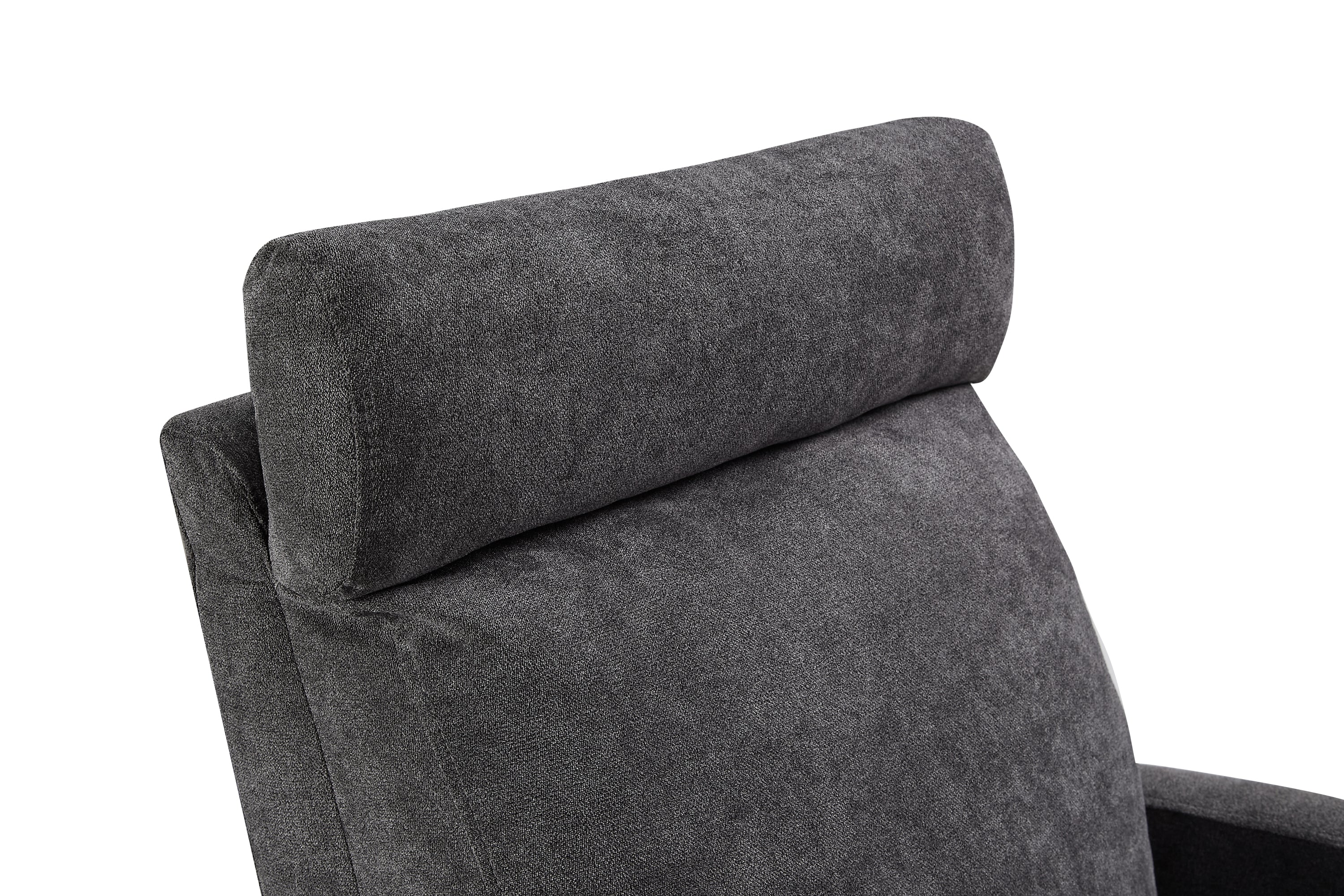 Swivel Upholstered Manual Recliner Chair, 360° Nursery Glider Rocker for Living Room, Dark Gray