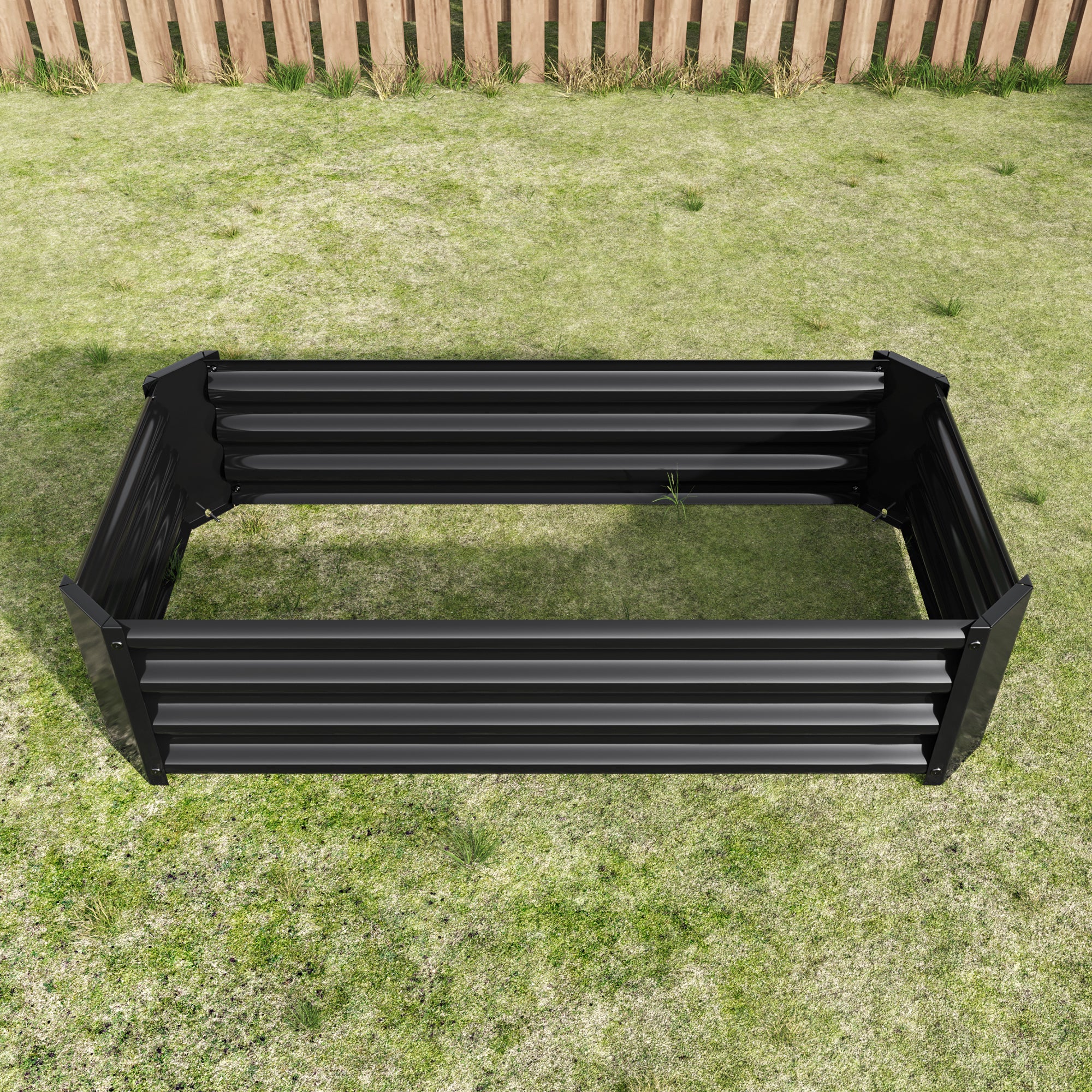 Metal Raised Garden Bed, Rectangle Raised Planter 4×2×1ft  for Flowers Plants, Vegetables Herb Black