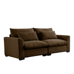 Modern Sofa 2 Seater Corduroy Fabric Sofa with Armrests for Apartment Living Room, Brown