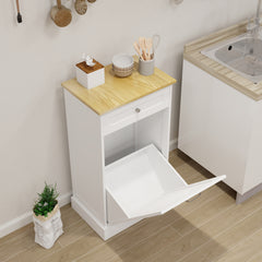 One Drawers and One-Compartment Tilt-Out Trash Cabinet Kitchen Trash Cabinet-White