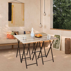 Set of 4 Folding TV Trays with Stand, Space-Saving Snack Table Set