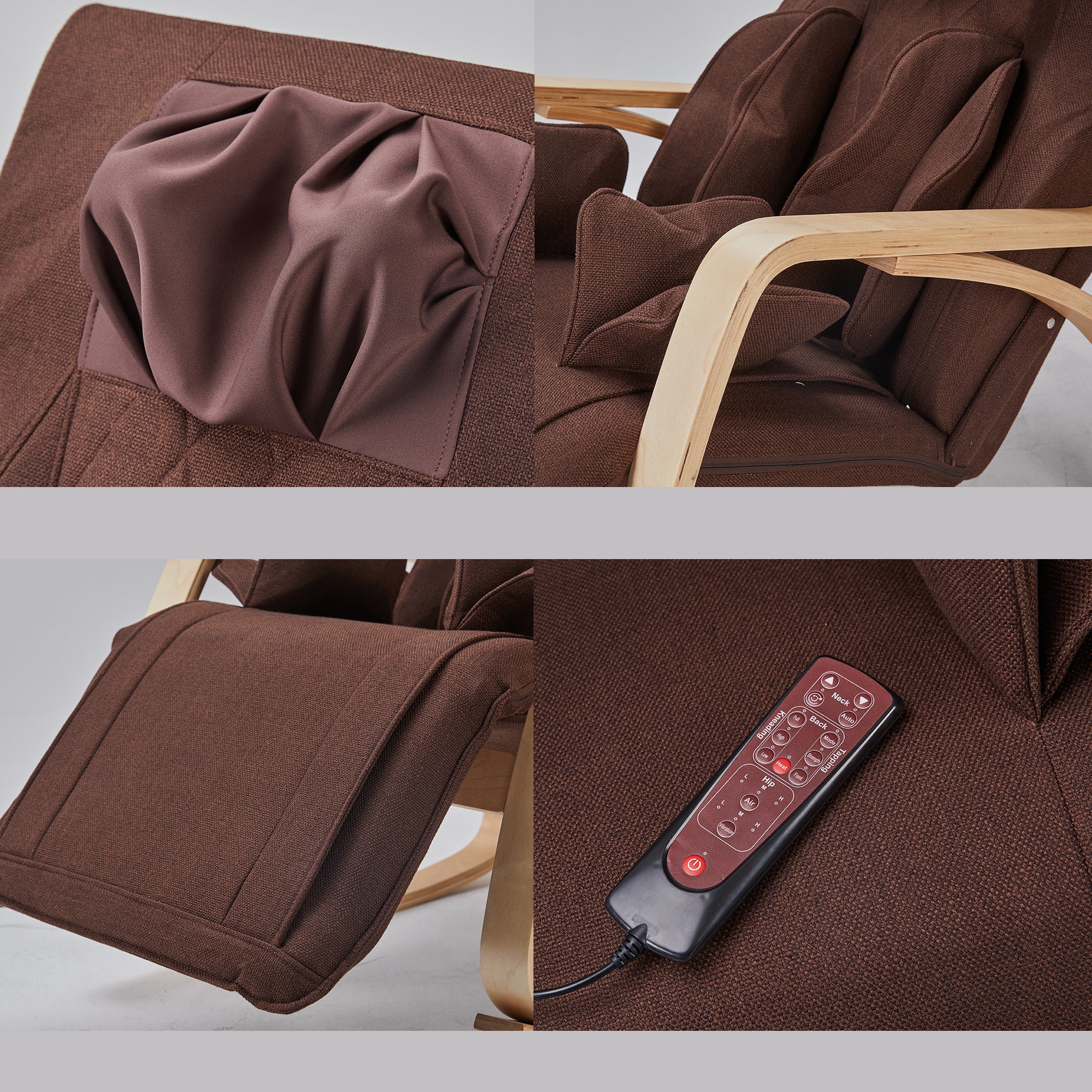 Full massage function-Air pressure-Comfortable Relax Rocking Chair, Lounge Chair Relax Chair with Cotton Fabric Cushion  Brown