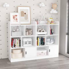 Kids Bookcase, Bookshelf with 6 Compartments, Freestanding Shelves and Cube Organizer, for Bedroom Living Room Office Closet School in White