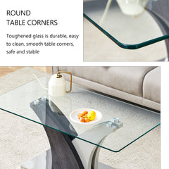 Modern Rectangular Coffee Table with Tempered Glass Top - Perfect for Home and Office Decor