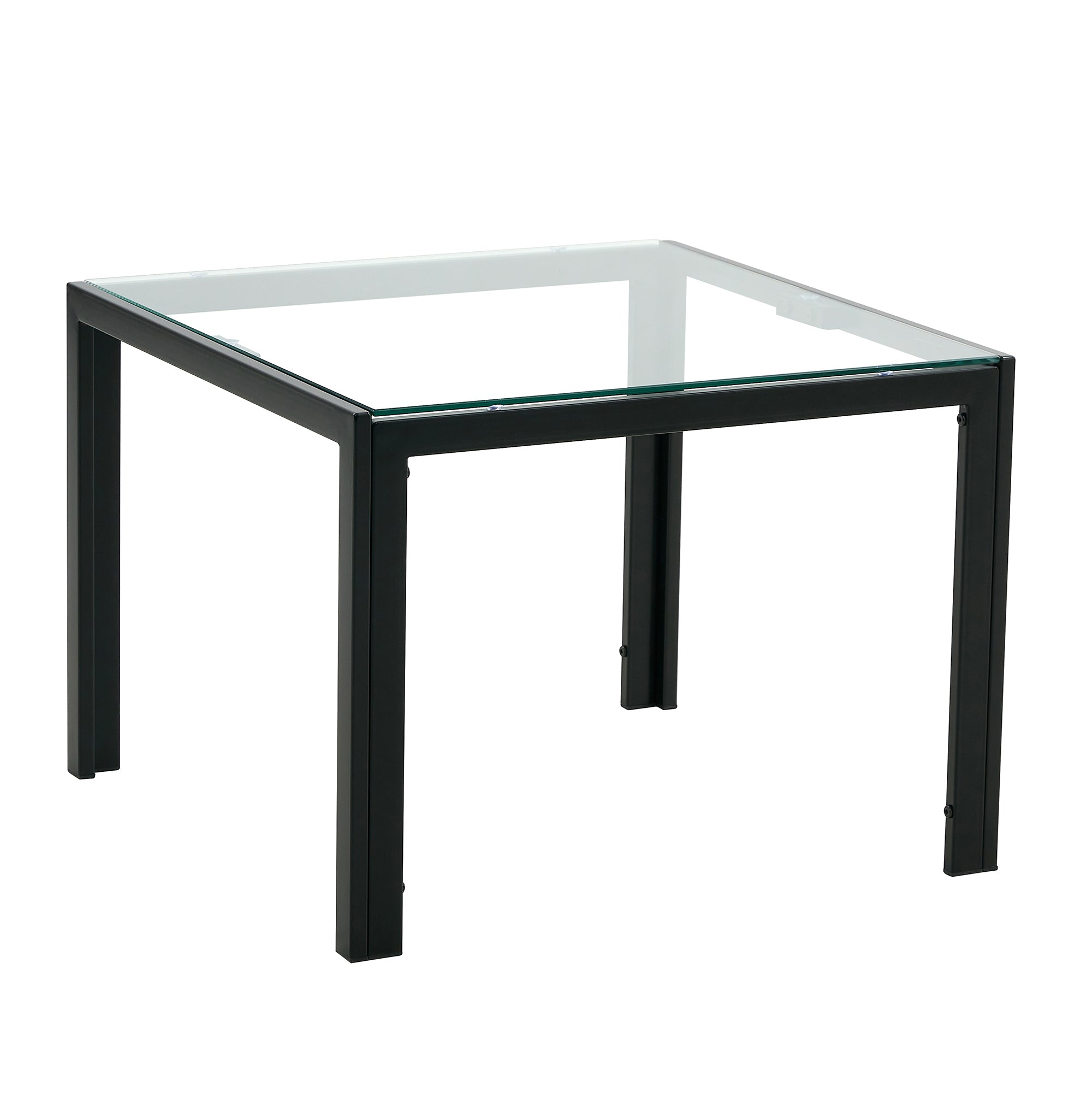 Coffee Table Set of 2, Square Modern Table with Tempered Glass Finish for Living Room,Transparent