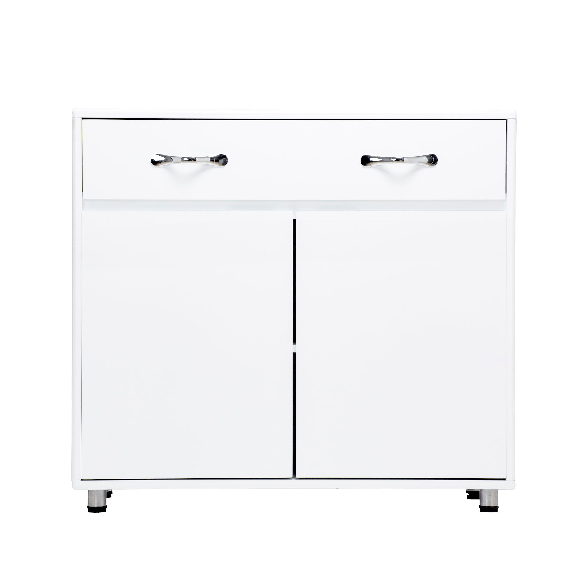 Modern White MDF Cabinet with Doors & Drawers for Storage