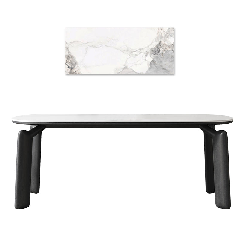 Oval Dining Table Marble Top & Ash Wood Frame for 6-8 Seaters - Modern Design jh-264-bn