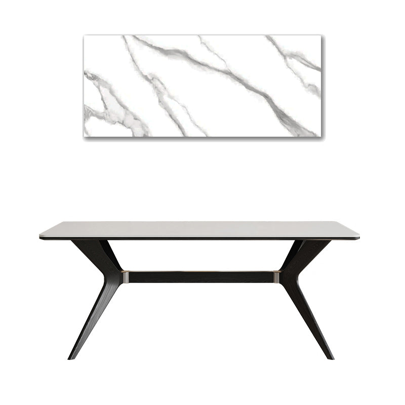 Contemporary Rectangular Dining Table Marble Top & Ash Wood Frame for 6-8 Seaters - Modern & Durable Design jh-271-BK