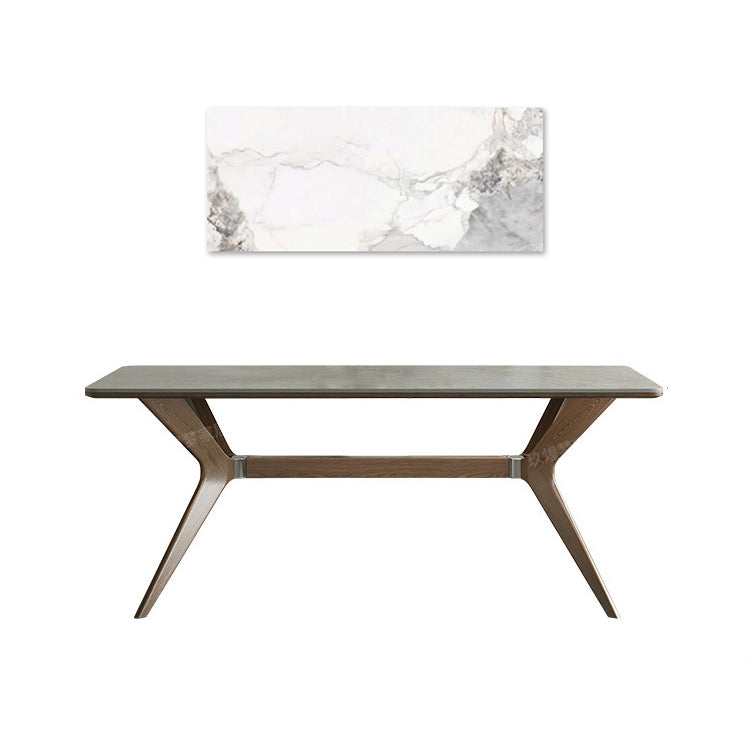 Minimalistic Rectangular Dining Table with Marble Top & Ash Wood Frame for 6-10 Seaters jh-271-BN