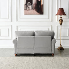 Linen Fabric Upholstery with Storage Loveseat (Grey)