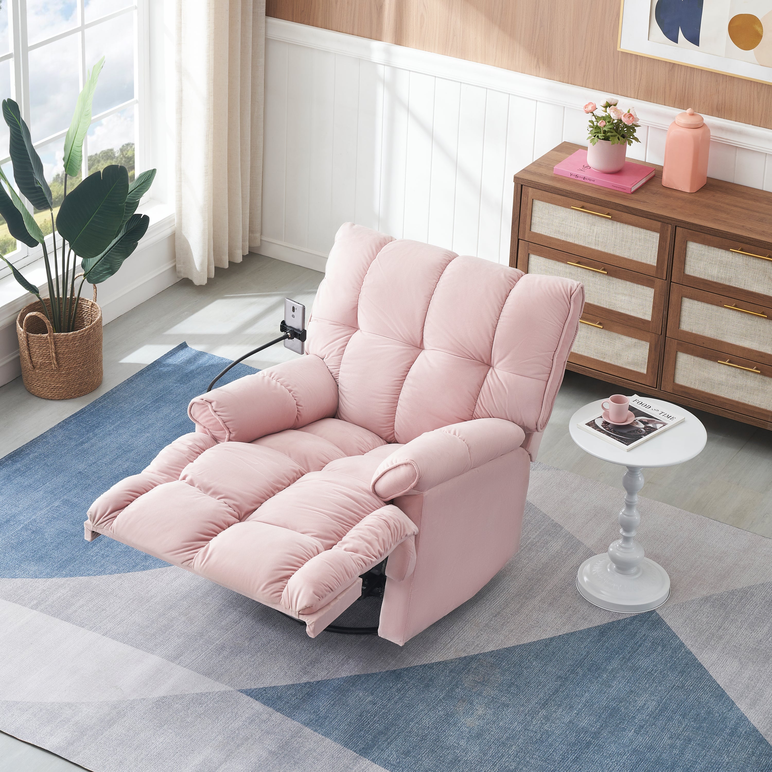 Single chair pink comfortable seat, the seat is soft and comfortable, suitable for small living room space single sofa