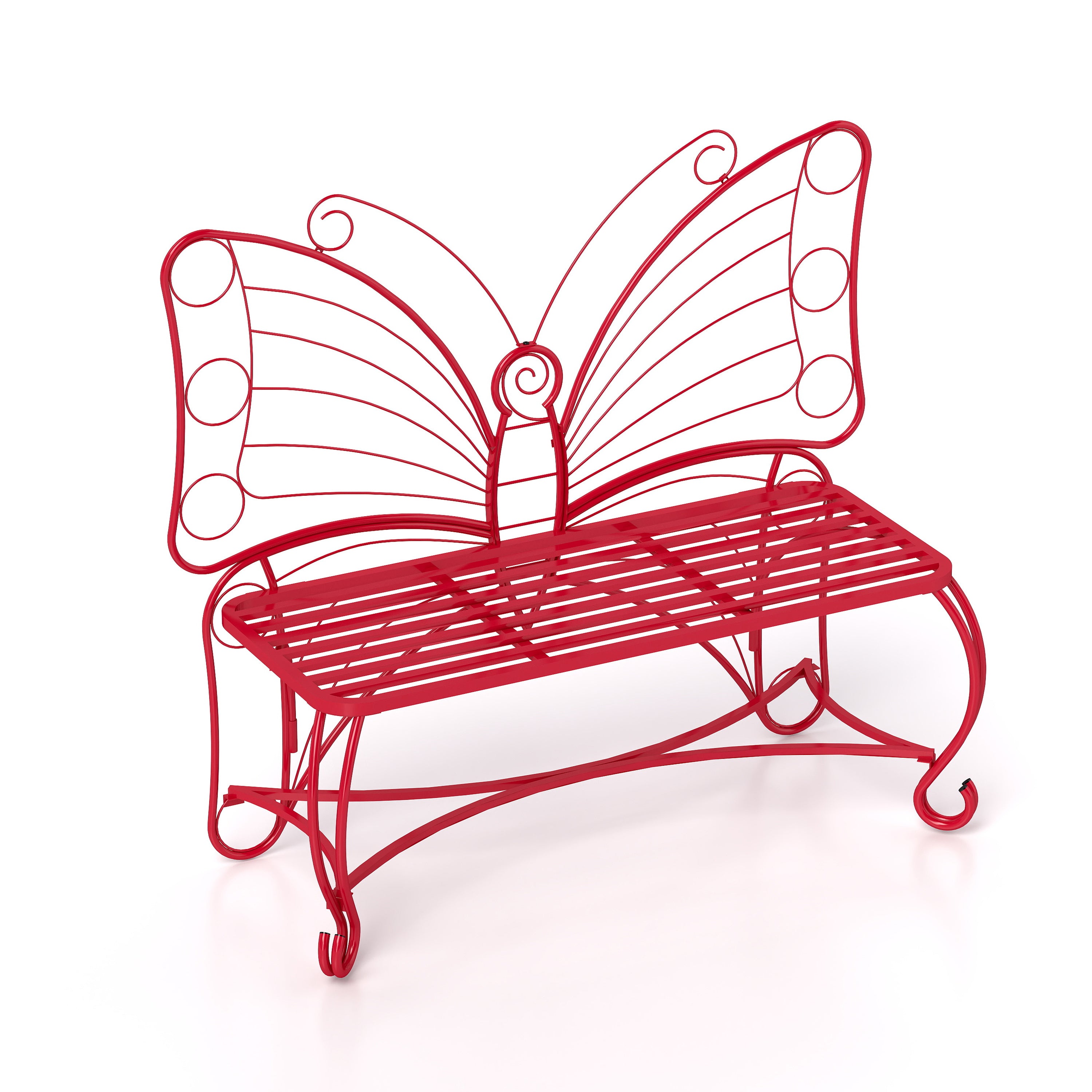 Butterfly Cast Metal Garden Bench, Outdoor Patio Bench for Yard & Entryway