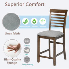 Dining Room Furniture Counter Height Chairs Set of 4, Kitchen Chair with Padded Seat , Upholstered Side Chair for Dining Room, Living Room, Walnut