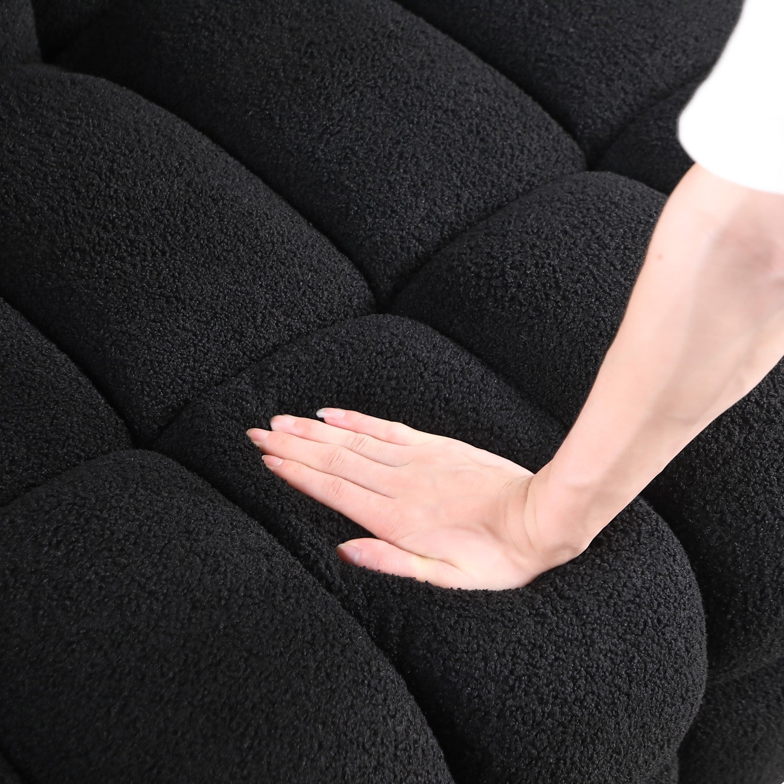 84.3 length ,35.83" deepth ,human body structure for USA people,  marshmallow sofa,boucle sofa ,White color,3 seater