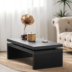 Modern Coffee Table, Black Wooden Coffee Table, Rectangle Cocktail Tea Table for Living Room, 47.6" L* 23.6" W * 16.3" H