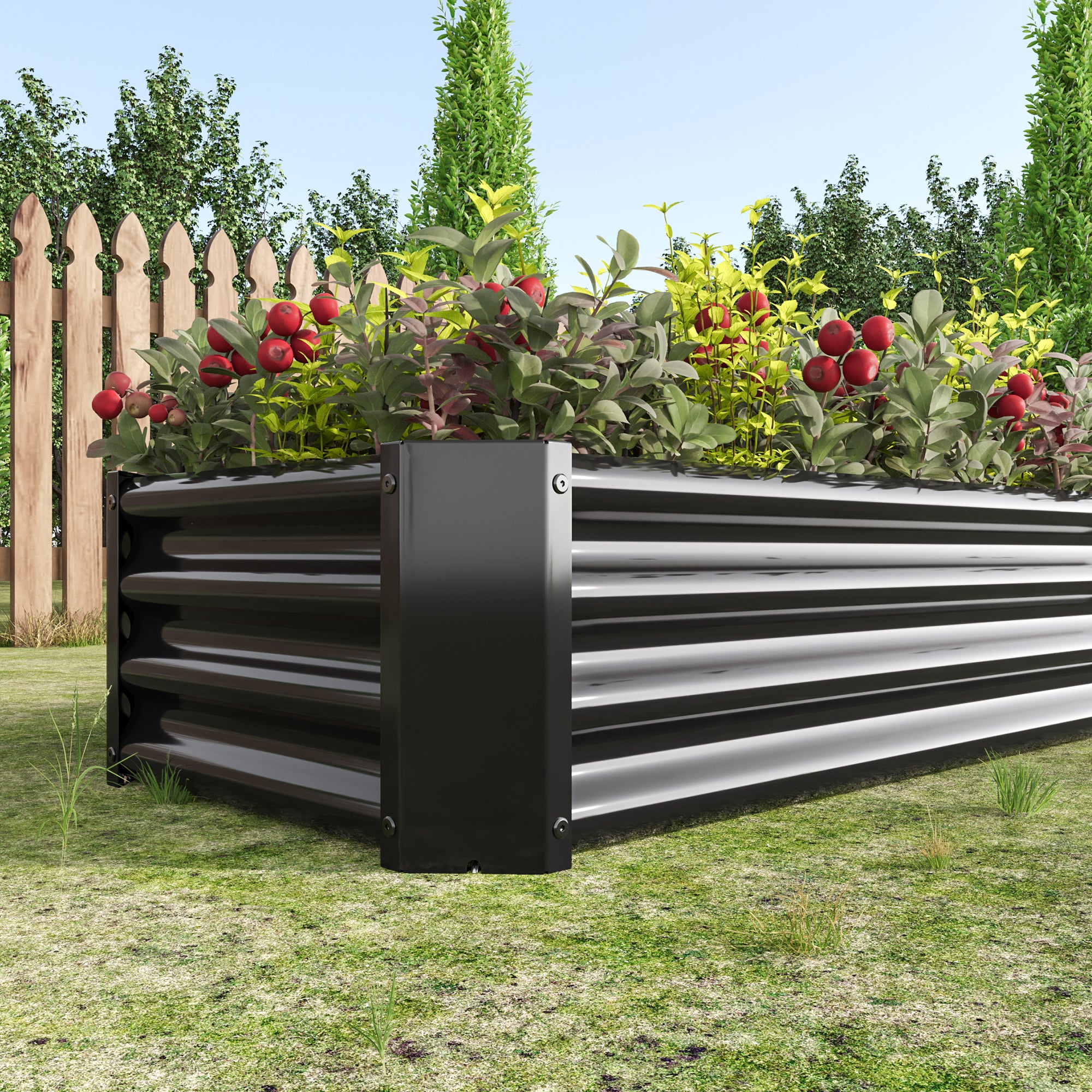 Metal Raised Garden Bed, Rectangle Raised Planter 4×2×1ft  for Flowers Plants, Vegetables Herb Black