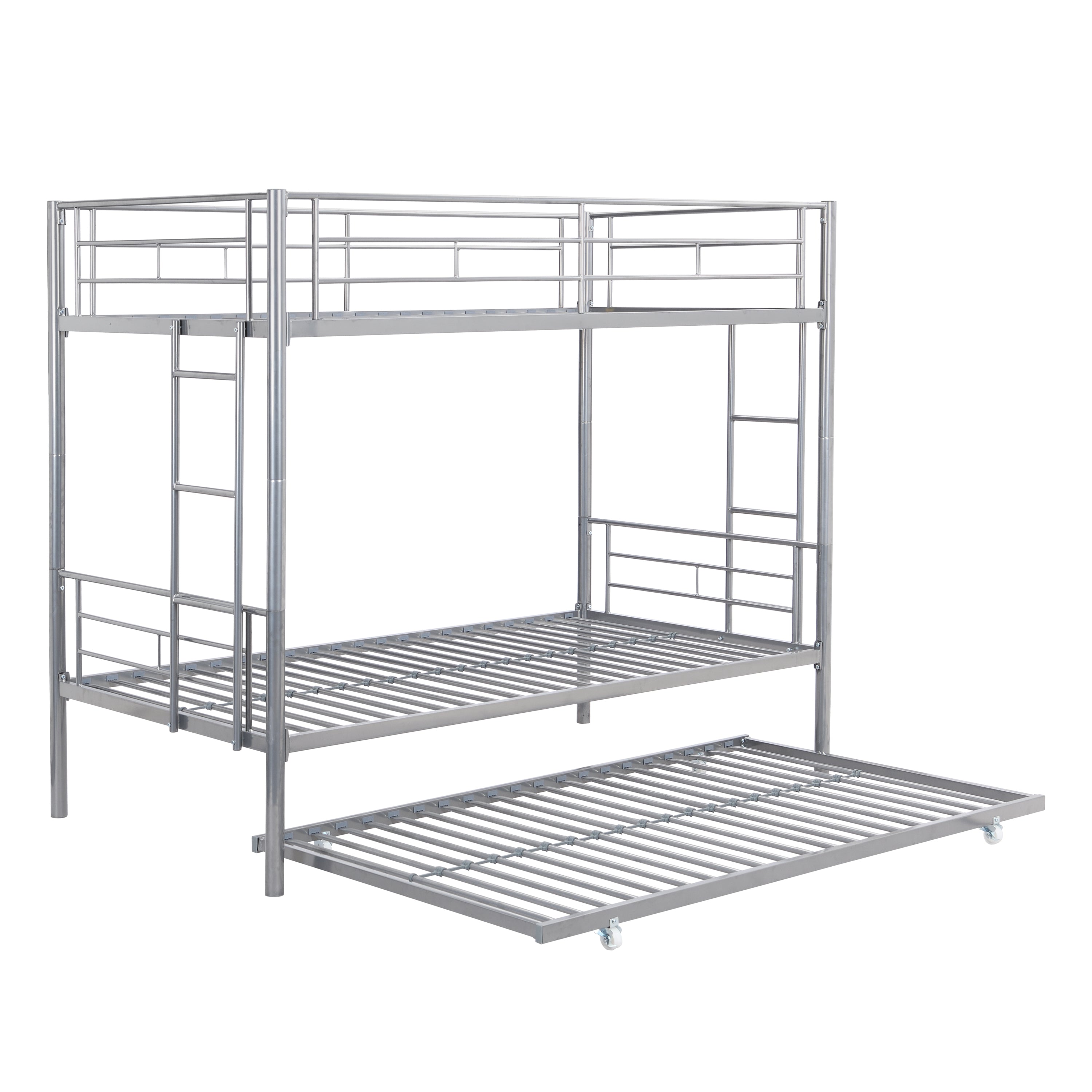 METAL BUNK BED WITH TRUNDLE  SILVER