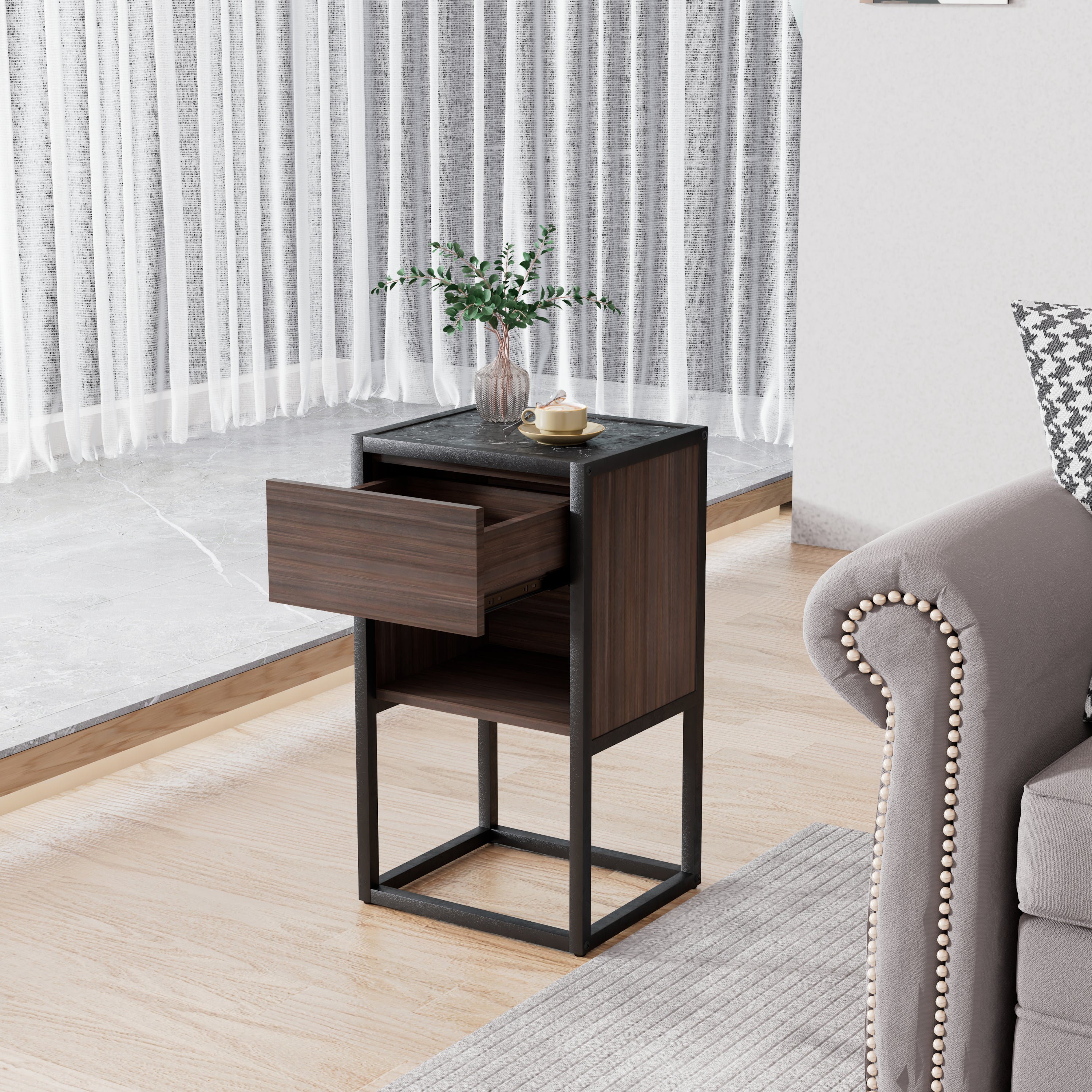 Armando Living Room Side Cabinet, Corner Cabinet, Bedroom Night Stand