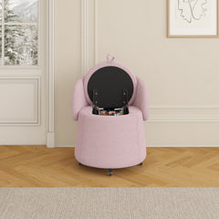 23" Movable Pink Storage Chair - Multi-Functional Design in Teddy Fleece for Stylish Bedroom & Living Room