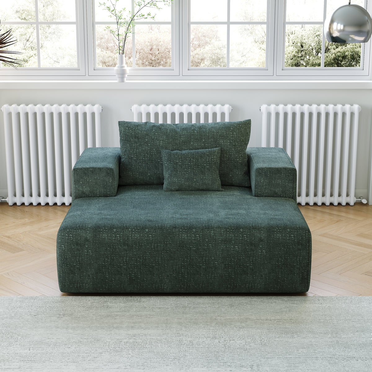 55-inch Chenille Sponge Sofa Lounge Chair,No Assembly Required,Fluffy Modern Sleeper Chair for Indoor Living Room Bedroom