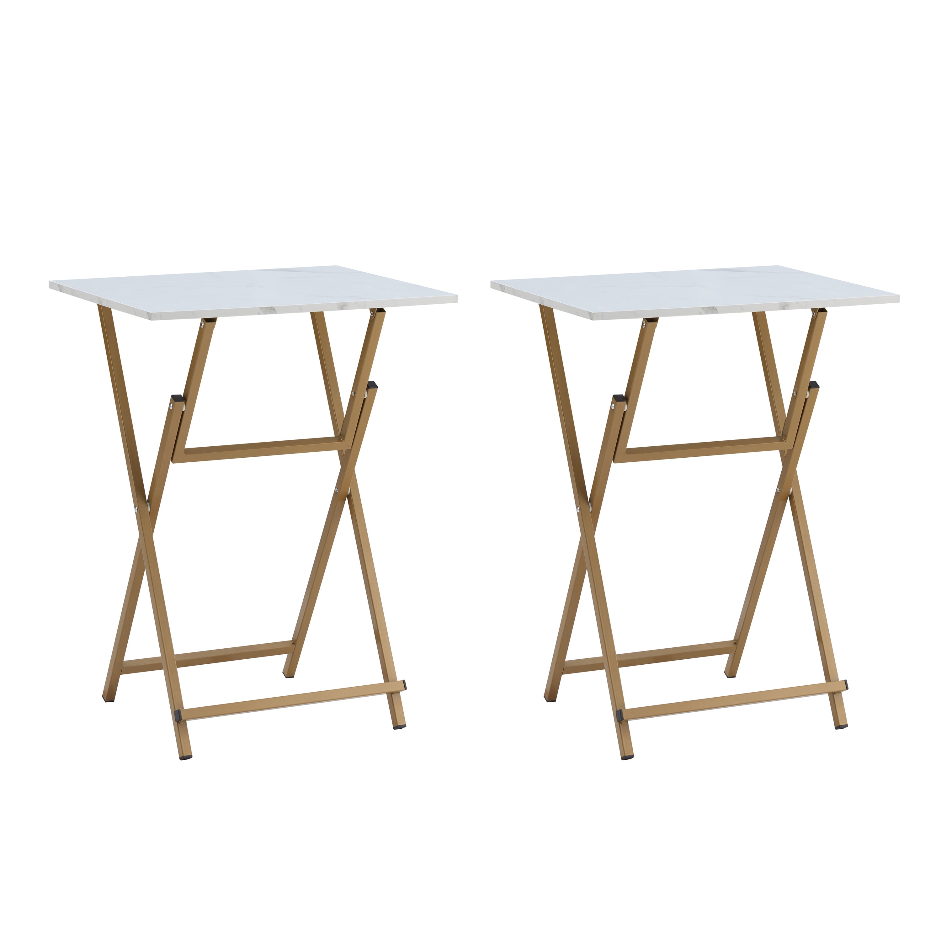 Gold & White Folding TV Tray Table, No Assembly Required