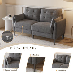 57.5" Dark Gray Cotton Linen Loveseat- Perfect Sofa Design with Soft Upholstery for Living Room