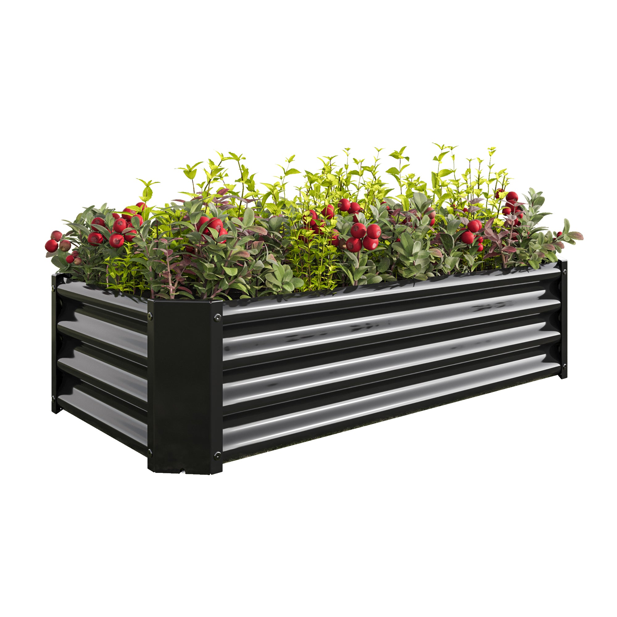 Metal Raised Garden Bed, Rectangle Raised Planter 4×2×1ft  for Flowers Plants, Vegetables Herb Black