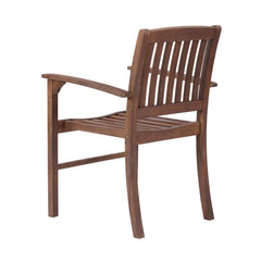 Patio Dining Chair Set of 2, Solid Wood Indoor Outdoor Furniture Brown