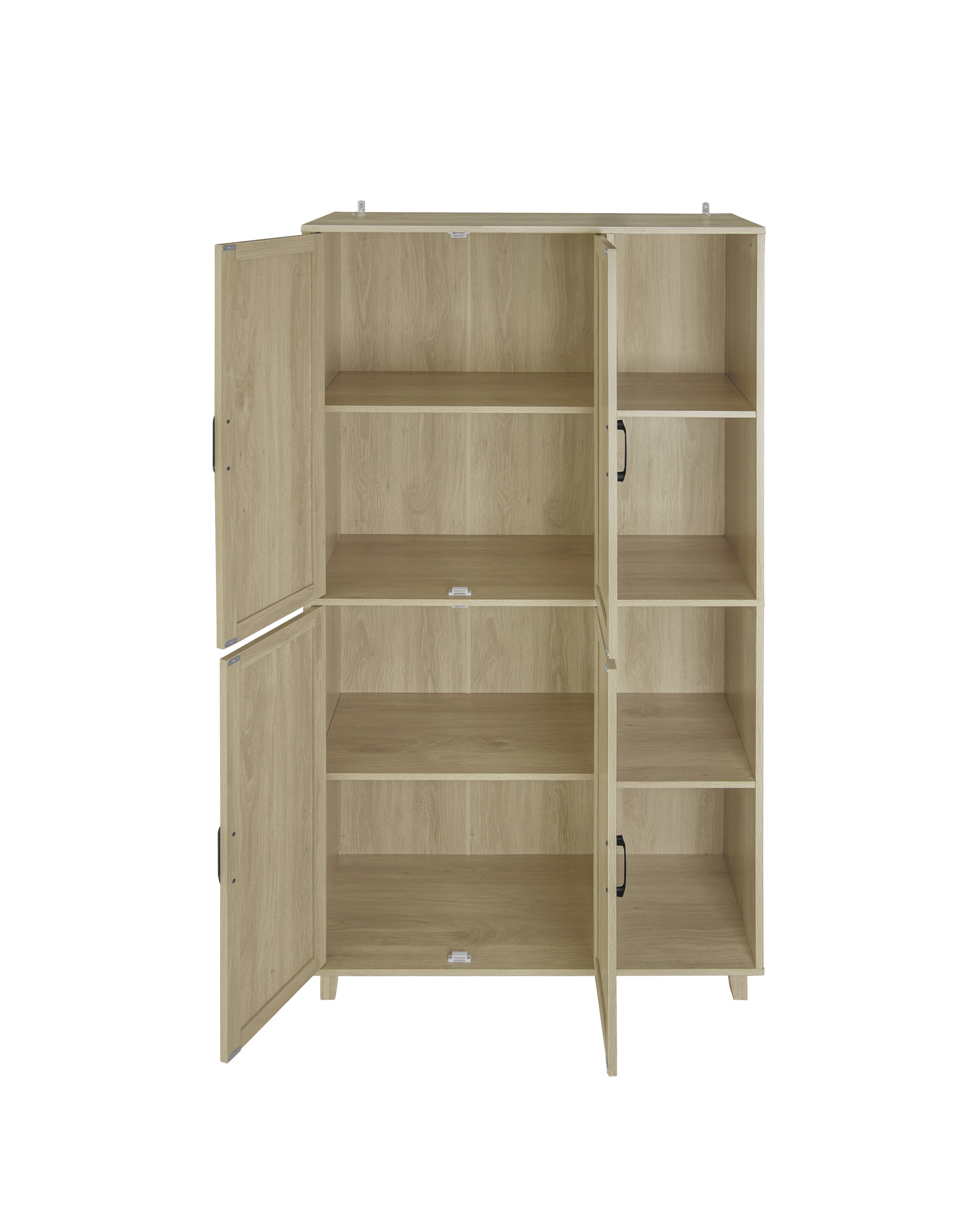 4 Door Cabinet with 4 Shelves with 4 Adjustable Inner Shelves, Storage Cabinet