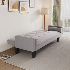 72" Gray Cotton Linen Sofa Bed with Two Pillows Suitable for Family Living Room