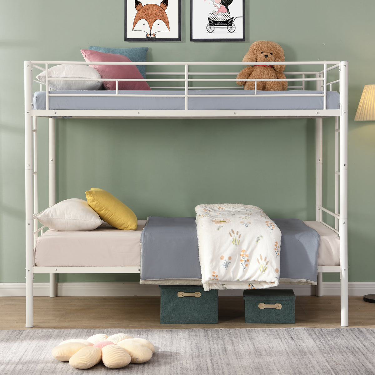 METAL BUNK BED  WHITE