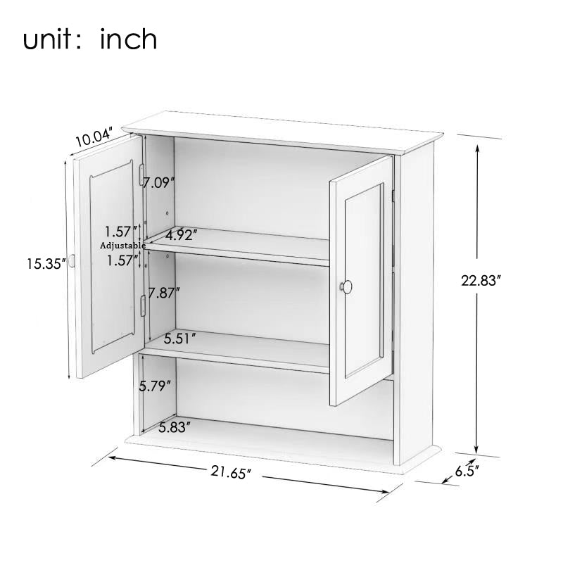 21.7" Bathroom Wall Cabinet with Doule Mirror Doors and Shelvs for Storage