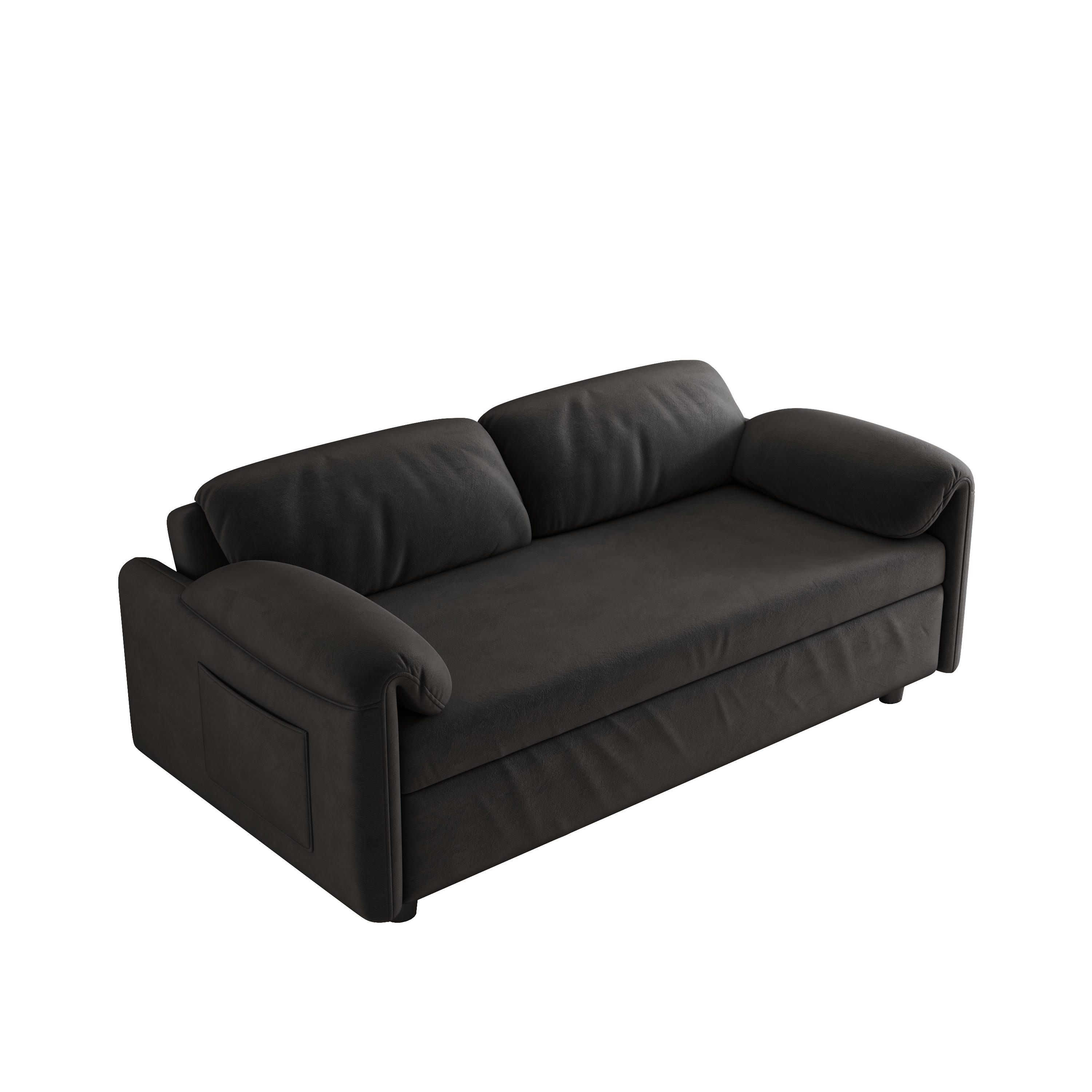 54" Black Velvet Sofa Bed - Modern Pull-Out Sofa for Small Living Room