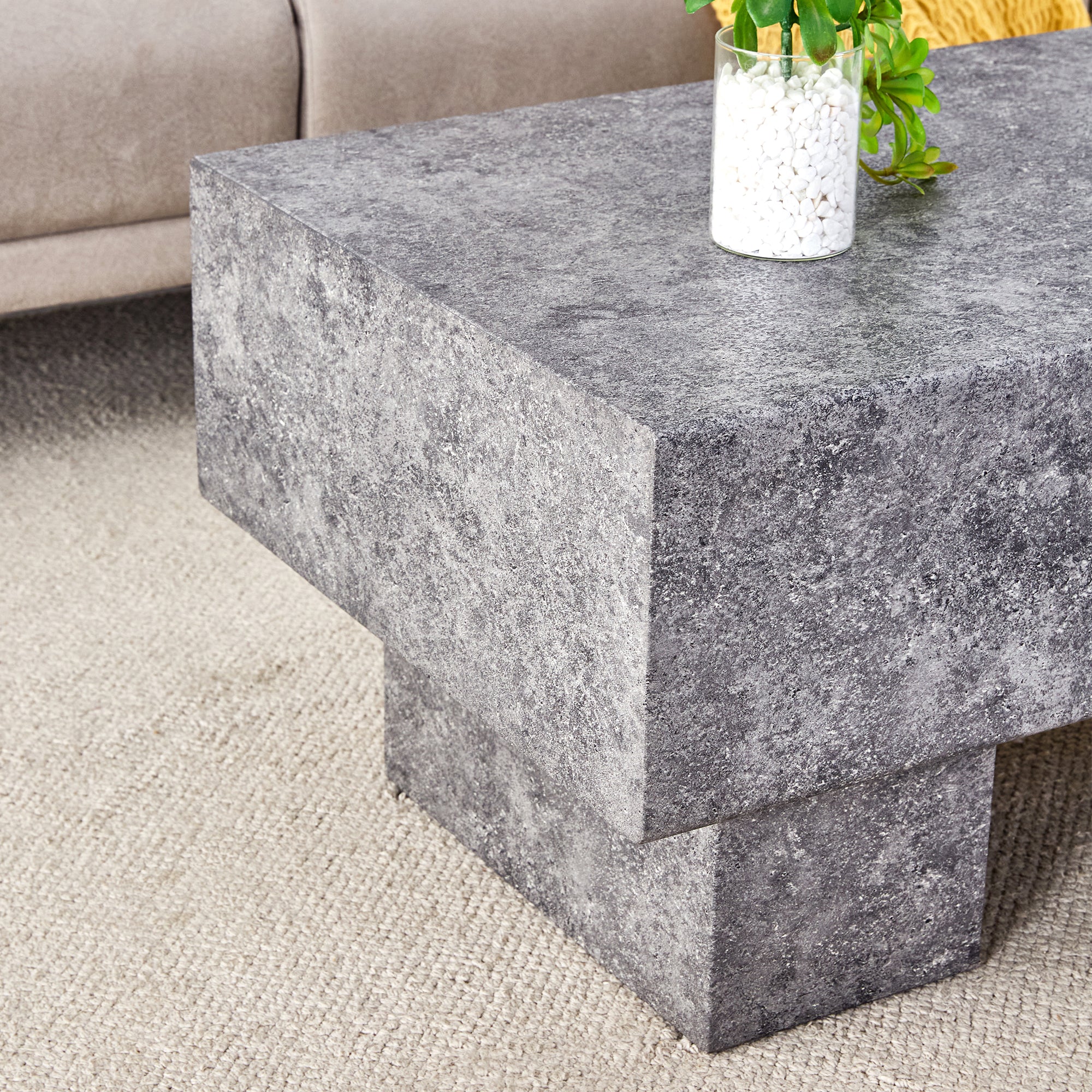 43.3" Rectangular Gray MDF Coffee Table - Practical for Living Rooms