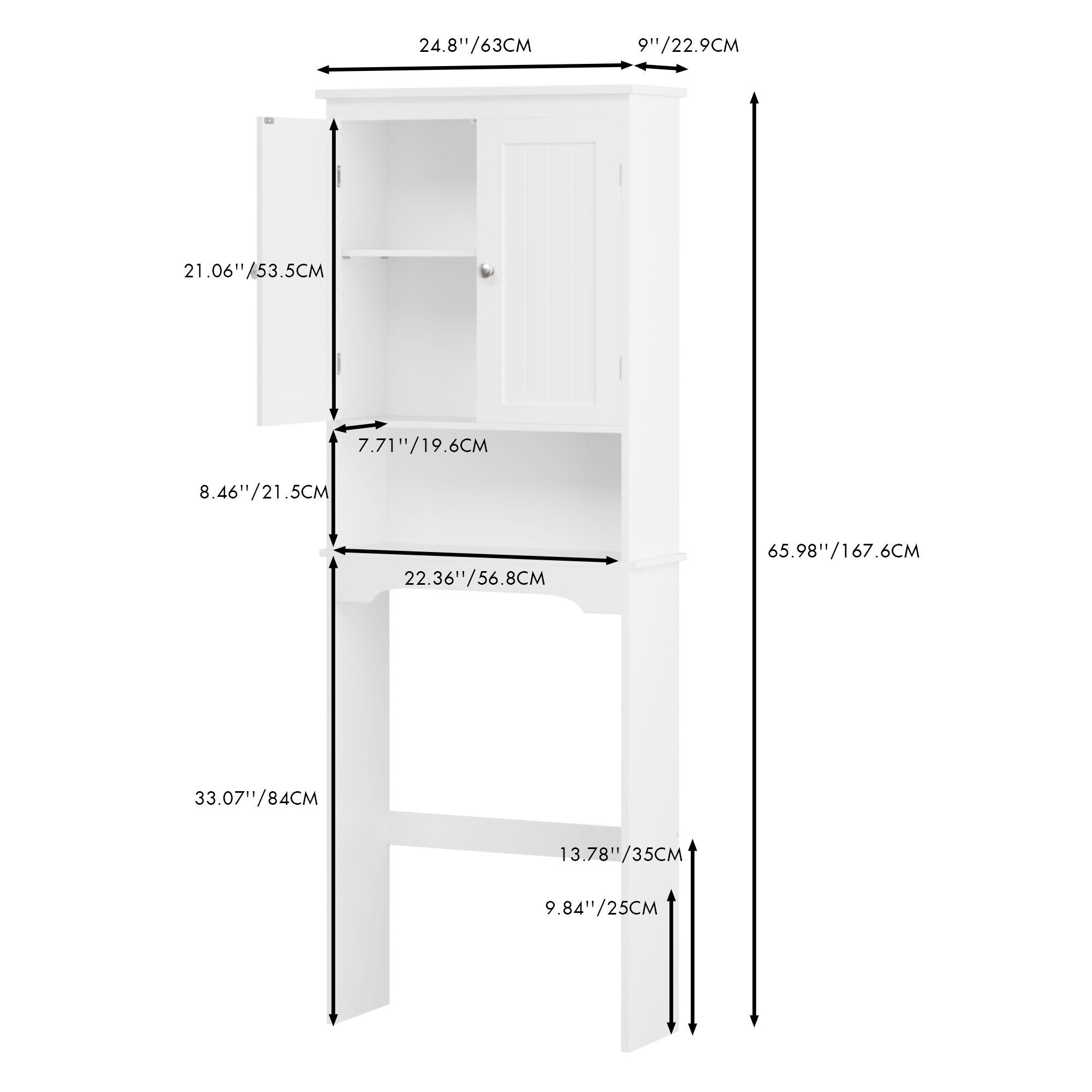 Over The Toilet Storage Cabinet, Bathroom Shelf Over Toilet, Bathroom Storage Cabinet Organizer,Wood Bathroom Space Saver, White