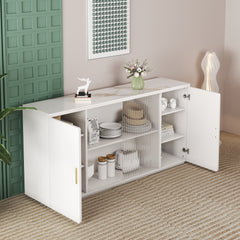 Elegant Wooden Sideboard with Glass Doors for Dust-Free Storage - Modern Buffet Perfect for Dining Room