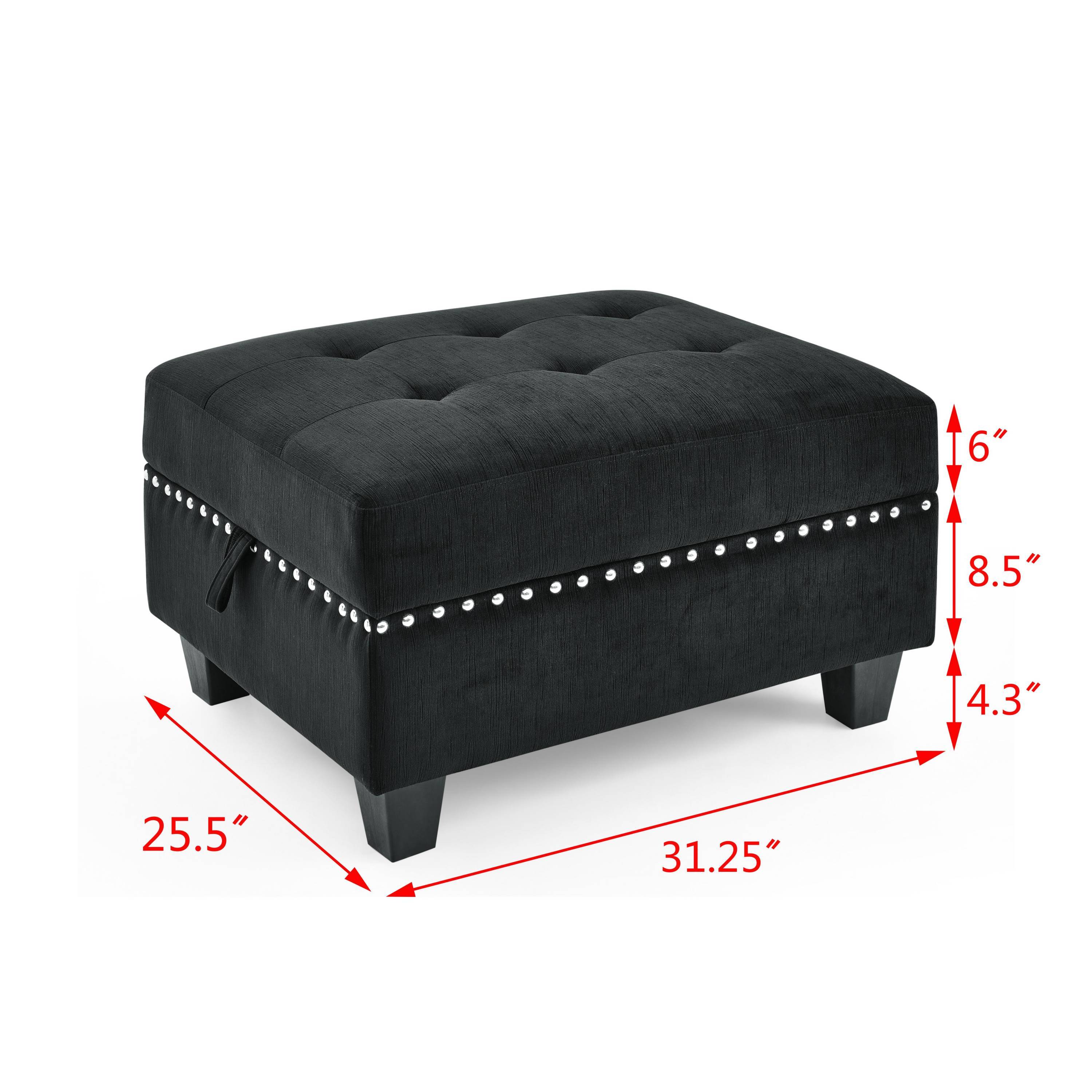 L shape Modular Sectional Sofa,DIY Combination,includes Three Single Chair ,Two Corner and Two Ottoman,Black Velvet.