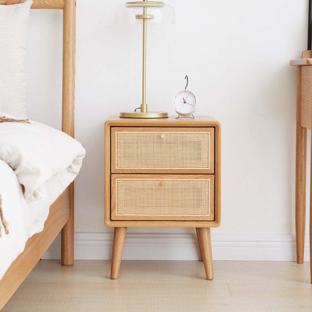 15.75" Solid Wood Nightstand with 2 Drawers for Storage - Perfect Design for Living Room or Bedroom