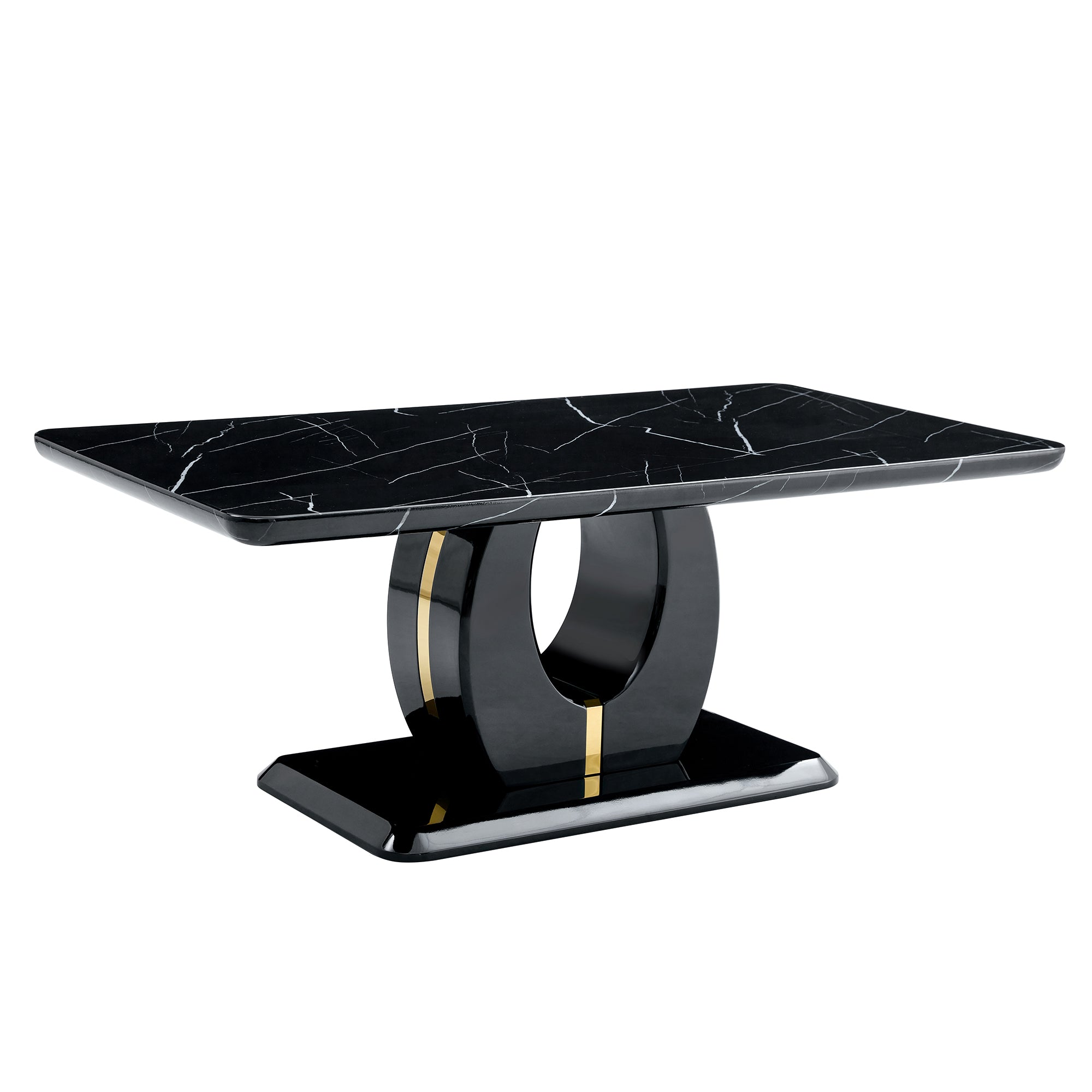 47"Modern Black Multifunctional Coffee Table for Living Rooms