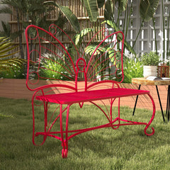 Butterfly Cast Metal Garden Bench, Outdoor Patio Bench for Yard & Entryway