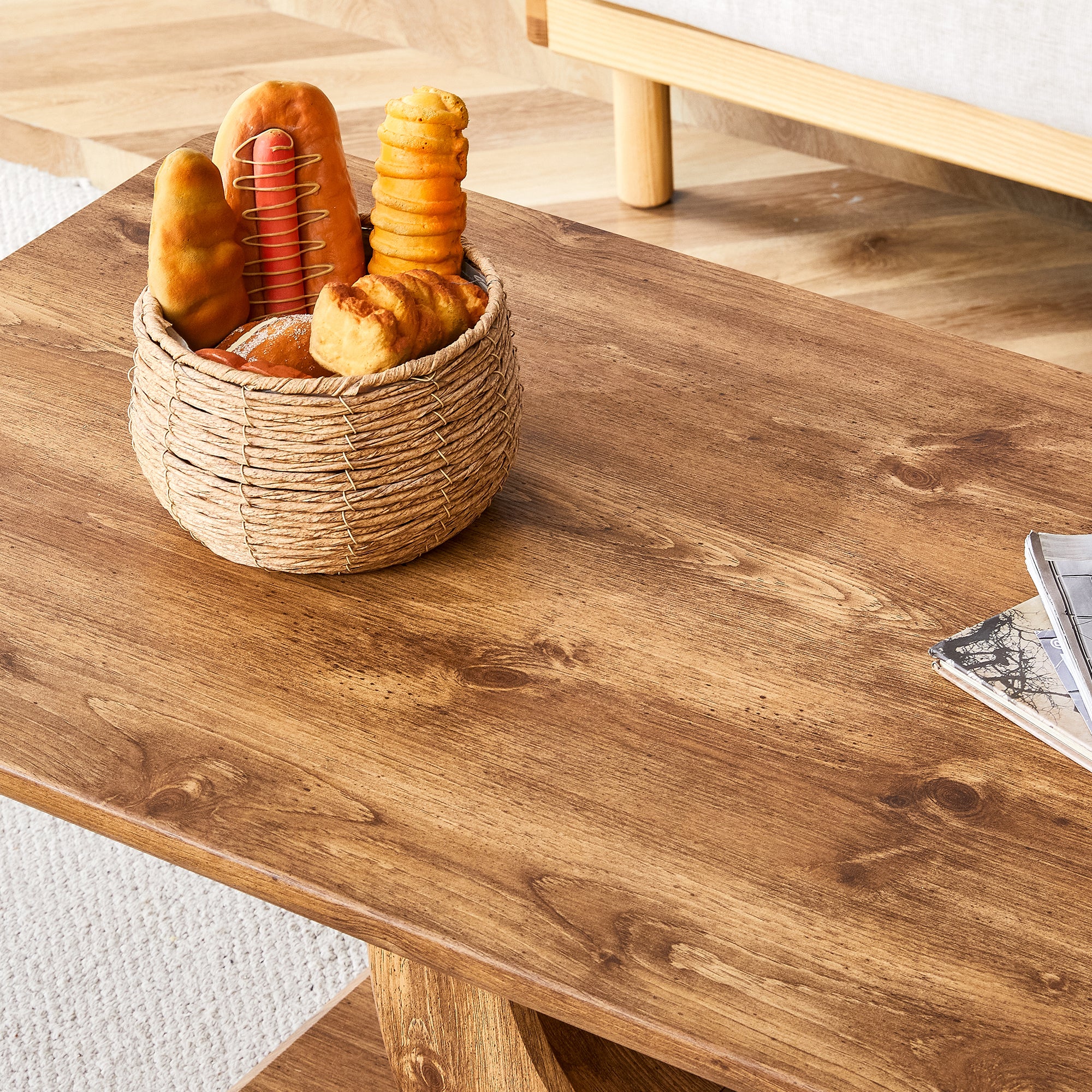 47" Modern Rectangular Brown Coffee Table for Living Rooms