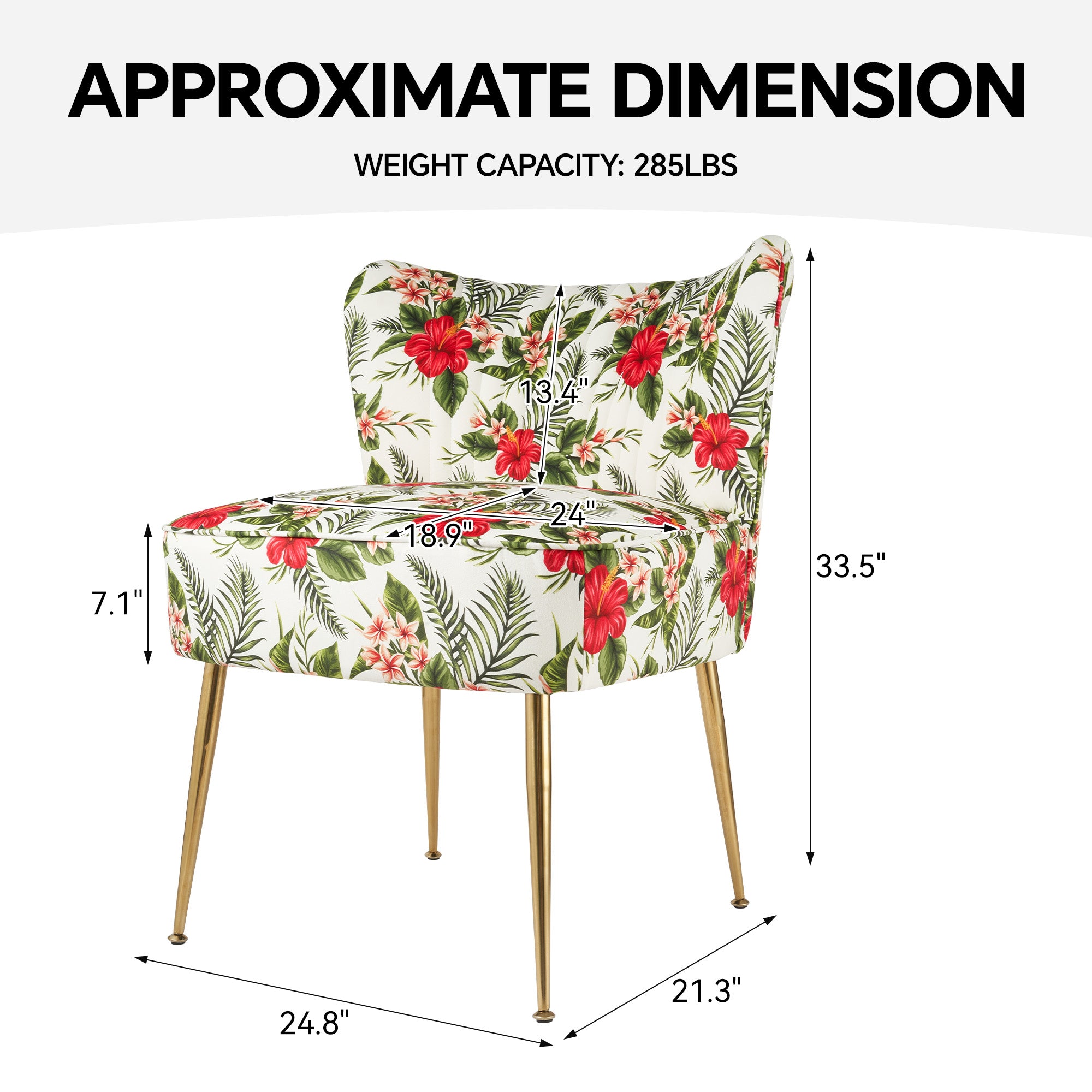 Floral print Sofa Chairs with Metal chair legs Relaxation stools for Livingroom FU01033