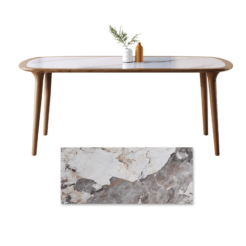 Modern Rectangular Wooden Dining Table –Sintered Stone Top Durable Design for Diningroom fmbs-002