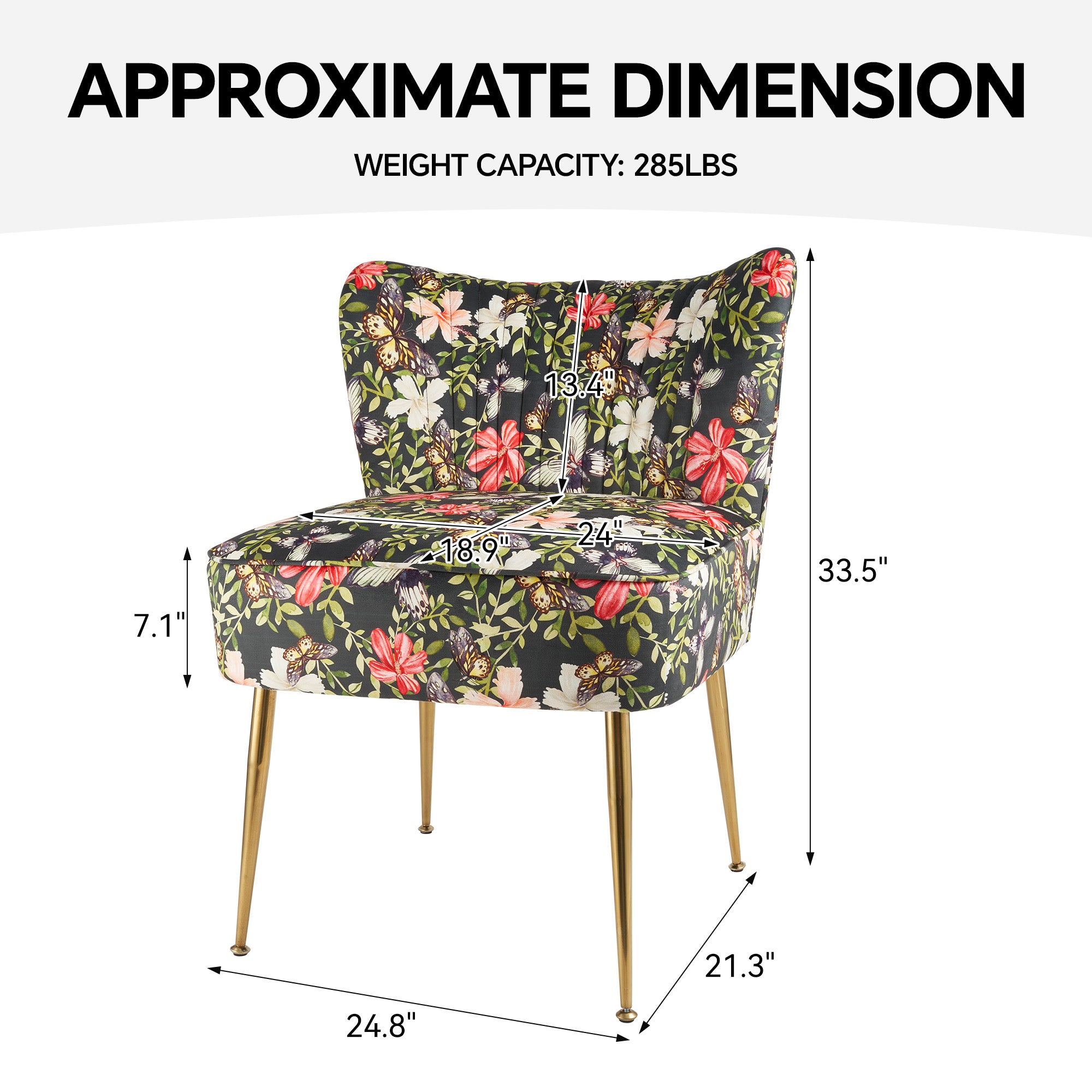 Floral print Sofa Chairs with Metal chair legs Relaxation stools for Livingroom FU01033